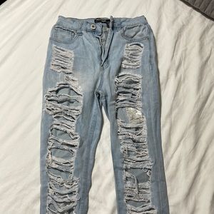Distressed Blue Jeans